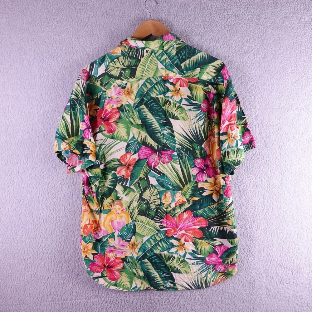 Vintage Jams World Mens Tropical Floral Rayon Button Up Shirt Medium Made in USA